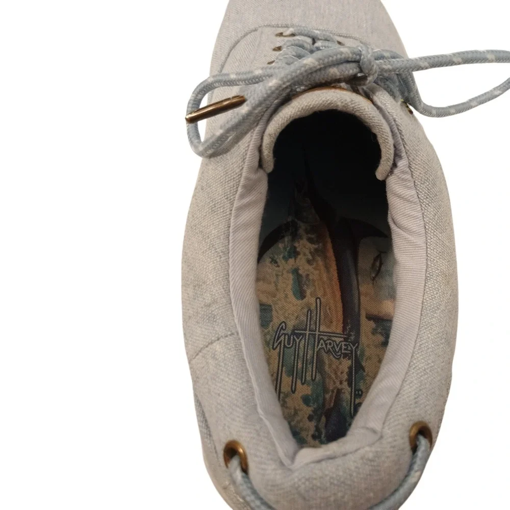 Guy Harvey Men's Ghmatlant Blue Canvas Lace‎ Up Boat Beach Sneakers  Size 9.5